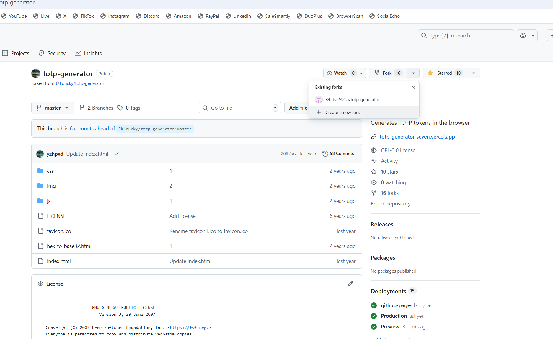 通过github，建立自己的totp验证器